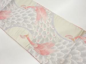 向かい孔雀模様織出し袋帯